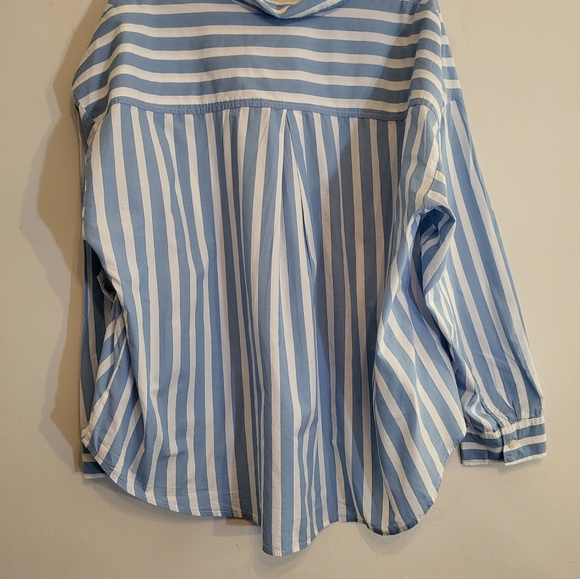 Old Navy Blue Chambray White Stripe Classic Relax Button down Shirt Larg… - Picture 7 of 8